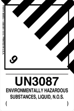 12mm - Environmentally Hazardous Substance Liquid N.O.S. UN3082, Proper Shipping Name Labels  lp900es1 labels, vl900es1 decals, industrial compliance stickers, dual SKU logistics markings, heavy duty transport decals, 4mil vinyl compliance markers, high tack warehouse graphics, hazardous material packaging labels, pros choice printing
