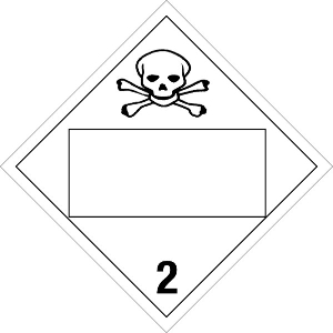 210BL Toxic Blank Placard Toxic blank panel placards, hazard class 2 placards, dot placards, placards, Toxic placards