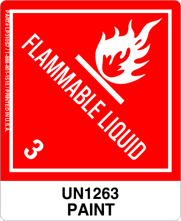 Paint UN1263, Proper Shipping Name Labels  310s7 labels, industrial compliance decals, heavy duty shipping stickers, commercial transit markings, dot hazmat labels, 4mil vinyl compliance decals, high tack warehouse stickers, logistics handling graphics, pros choice printing
