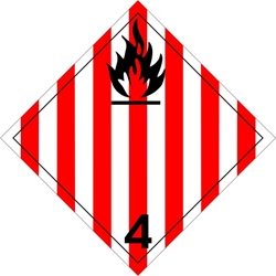 410INT Flammable Solid International Placard Placard,Dot Placards,Hazmat,shipping,Flammable Solid 4 international placards, hazard class 4 placards, dot placards, placards