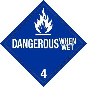 430 Dangerous When Wet Placard Placard,Dot Placards,Hazmat,shipping,Dangerous When Wet 4 worded placards, hazard class 4 placards, dot placards, placards