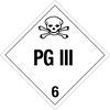 640 PG III Placard Placard,Dot Placards,Hazmat,shipping,PG III 6 worded placards, hazard class 6 placards, dot placards, placards