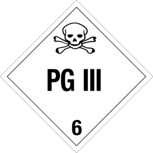 640 PG III Placard Placard,Dot Placards,Hazmat,shipping,PG III 6 worded placards, hazard class 6 placards, dot placards, placards