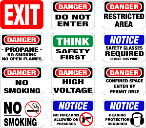 Danger/Safety Signs 14" x 10"