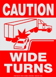 Reflective Caution Wide Turns Sign FT920 reflective caution wide turns, sharp turn, marking, sign, decal