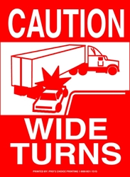 FT920 - Caution Wide Turns reflective caution wide turns
