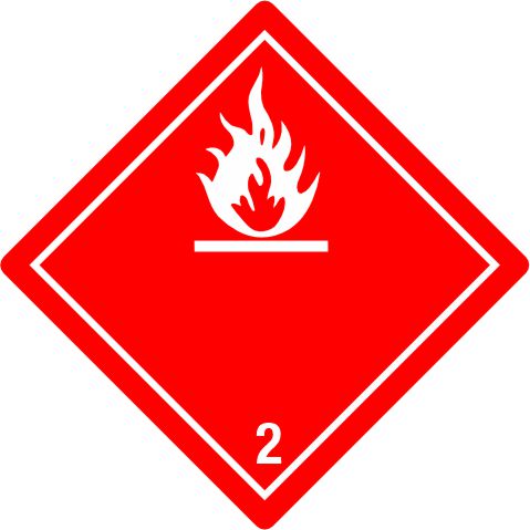International Class 2 Flammable Gas - INT250 int250 labels, class 2 flammable gas decals, international dangerous goods stickers, hazardous material shipping graphics, dot hazmat labels, 4mil vinyl compliance markings, high tack gas cylinder decals, imdg export labels, pros choice printing