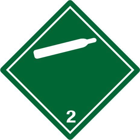 International Class 2 Non Flammable Gas - INT220 int220 labels, class 2 non-flammable gas decals, green compressed gas stickers, international dangerous goods markings, dot hazmat labels, 4mil vinyl compliance decals, high tack cylinder stickers, imdg export labels, pros choice printing