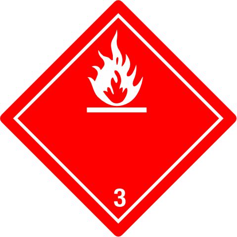 International Class 3 Flammable - INT310 int310 labels, class 3 flammable liquid decals, international red hazard stickers, dangerous goods transport markings, dot hazmat labels, 4mil vinyl compliance decals, high tack chemical barrel stickers, imdg export labels, pros choice printing