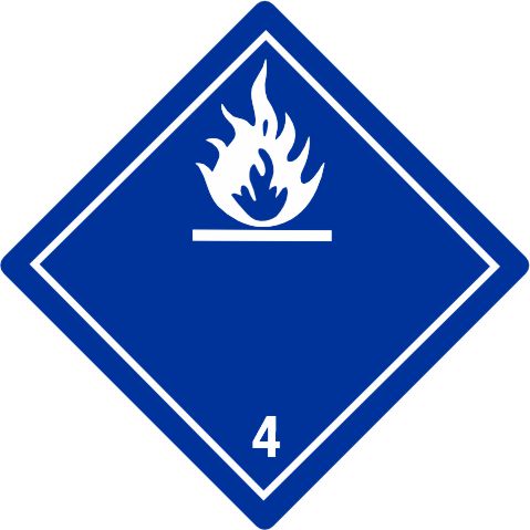 International Class 4 Dangerous When Wet - INT430 int430 labels, class 4 dangerous when wet decals, blue water reactive stickers, international dangerous goods markings, dot hazmat labels, 4mil vinyl compliance decals, high tack chemical drum stickers, imdg export labels, pros choice printing
