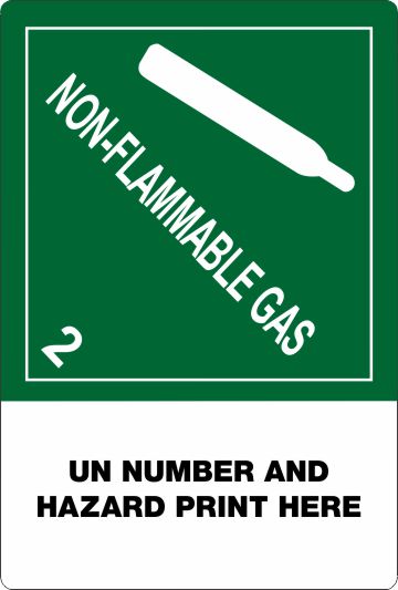 12mm - Non Flammable Gas, Custom Proper Shipping Name Labels Custom Non Flammable gas Labels, Proper Shipping name Labels, Hazard Class 2 Labels, DOT Labels, hazmat, shipping