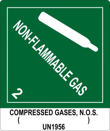 Compressed Gas , N.O.S. UN1956, Proper Shipping Name Labels  lp220s labels, industrial compliance decals, heavy duty shipping stickers, commercial transit markings, dot hazmat labels, 4mil vinyl compliance decals, high tack warehouse stickers, logistics handling graphics, pros choice printing