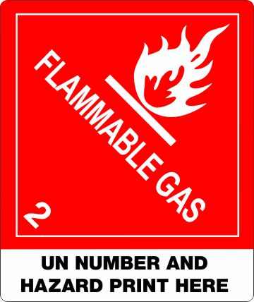 Flammable Gas. Custom Proper Shipping Name Labels lp250c labels, industrial compliance decals, heavy duty shipping stickers, commercial transit markings, 4mil vinyl compliance markers, high tack warehouse graphics, hazardous material packaging labels, pros choice printing