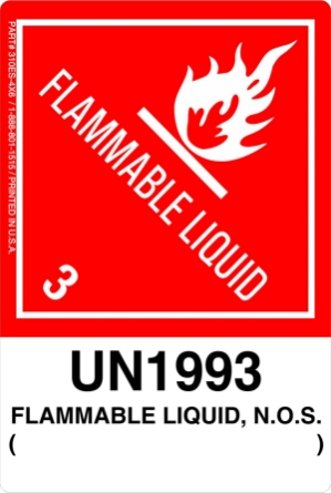 12mm - Flammable Liquid N.O.S. UN1993, Proper Shipping Name Labels  lp310es2 labels, vl310es2 decals, industrial compliance stickers, dual SKU logistics markings, heavy duty transport decals, 4mil vinyl compliance markers, high tack warehouse graphics, hazardous material packaging labels, pros choice printing