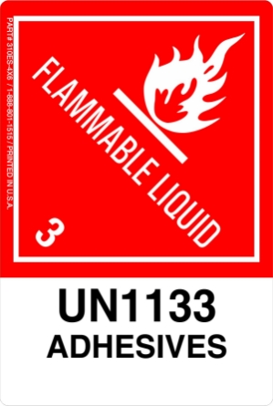 12mm - Adhesives UN1133, Proper Shipping Name Labels  lp310es6 labels, vl310es6 decals, industrial compliance stickers, dual SKU logistics markings, heavy duty transport decals, 4mil vinyl compliance markers, high tack warehouse graphics, hazardous material packaging labels, pros choice printing