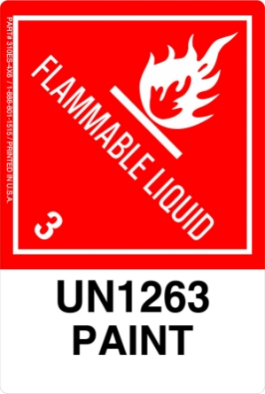 12mm - Paint UN1263, Proper Shipping Name Labels  lp310es7 labels, vl310es7 decals, industrial compliance stickers, dual SKU logistics markings, heavy duty transport decals, 4mil vinyl compliance markers, high tack warehouse graphics, hazardous material packaging labels, pros choice printing