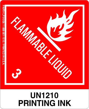 Printing Ink UN1210, Proper Shipping Name Labels  310s8-411 labels, industrial compliance decals, heavy duty shipping stickers, commercial transit markings, dot hazmat labels, 4mil vinyl compliance decals, high tack warehouse stickers, logistics handling graphics, pros choice printing