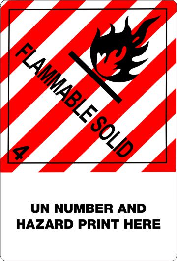 12mm - Flammable Solid, Custom Proper Shipping Name Labels Custom Flammable Solid 4, Proper Shipping name Labels, Hazard Class 4 Labels, DOT Labels, hazmat, shipping