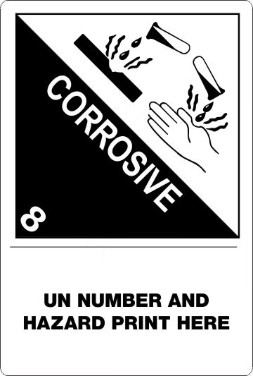 12mm - Corrosive, Custom Proper Shipping Name Labels Custom corrosive, Proper Shipping name Labels, Hazard Class 8 Labels, DOT Labels, hazmat, shipping