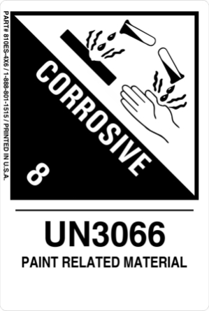 12mm - Paint Related Material UN3066, Proper Shipping Name Labels  lp810es3 labels, vl810es3 decals, industrial compliance stickers, dual SKU logistics markings, heavy duty transport decals, 4mil vinyl compliance markers, high tack warehouse graphics, hazardous material packaging labels, pros choice printing