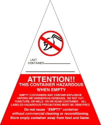 Hazardous when empty ML300 Dangerous, hazardous when empty label, last contained label