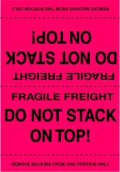 PP710 Tent Labels pallet tent labels,fragile freight,do not stack,caution labels,pink,hi vis