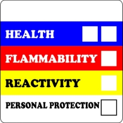 RTK - Right To Know rtk labels, right to know chemical decals, osha secondary container stickers, chemical hazard color bar labels, hazcom safety markers, workplace safety stickers, 4mil vinyl compliance decals, pros choice printing