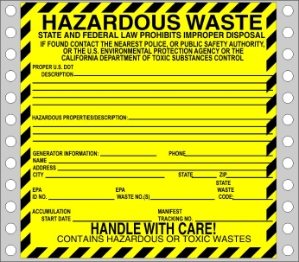 WL110 waste labels, hazardous waste, non regulated waste, universal waste, drum labels, hazardous labels, waste, D.O.T., cfr49