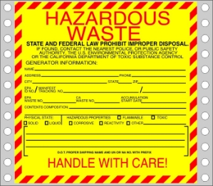 WL115 waste labels, hazardous waste, non regulated waste, universal waste, drum labels, hazardous labels, waste, D.O.T., cfr49