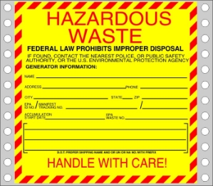 WL125 waste labels, hazardous waste, non regulated waste, universal waste, drum labels, hazardous labels, waste, D.O.T., cfr49