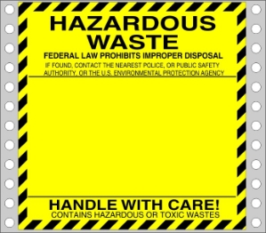 WL130 waste labels, hazardous waste, non regulated waste, universal waste, drum labels, hazardous labels, waste, D.O.T., cfr49