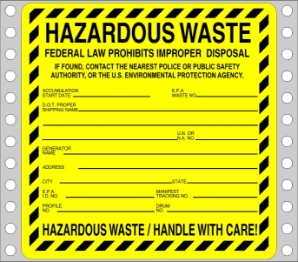 WL140 waste labels, hazardous waste, non regulated waste, universal waste, drum labels, hazardous labels, waste, D.O.T., cfr49