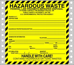 WL155 waste labels, hazardous waste, non regulated waste, universal waste, drum labels, hazardous labels, waste, D.O.T., cfr49