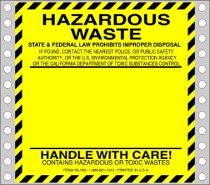 WL160 waste labels, hazardous waste, non regulated waste, universal waste, drum labels, hazardous labels, waste, D.O.T., cfr49