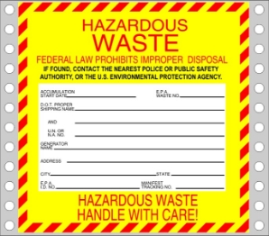 WL105 waste labels, hazardous waste, non regulated waste, universal waste, drum labels, hazardous labels, waste, D.O.T., cfr49