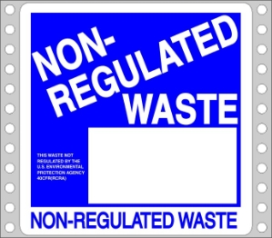 WL300 waste labels, hazardous waste, non regulated waste, universal waste, drum labels, hazardous labels, waste, D.O.T., cfr49