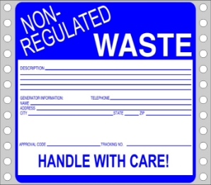 WL305 waste labels, hazardous waste, non regulated waste, universal waste, drum labels, hazardous labels, waste, D.O.T., cfr49