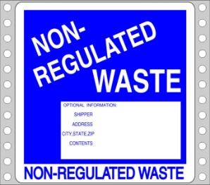 WL315 waste labels, hazardous waste, non regulated waste, universal waste, drum labels, hazardous labels, waste, D.O.T., cfr49