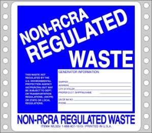 WL325 waste labels, hazardous waste, non regulated waste, universal waste, drum labels, hazardous labels, waste, D.O.T., cfr49