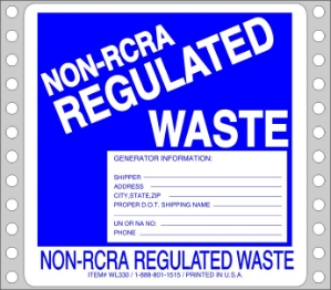 WL330 waste labels, hazardous waste, non regulated waste, universal waste, drum labels, hazardous labels, waste, D.O.T., cfr49