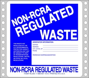 WL350 waste labels, hazardous waste, non regulated waste, universal waste, drum labels, hazardous labels, waste, D.O.T., cfr49