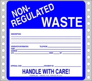 WL355 waste labels, hazardous waste, non regulated waste, universal waste, drum labels, hazardous labels, waste, D.O.T., cfr49