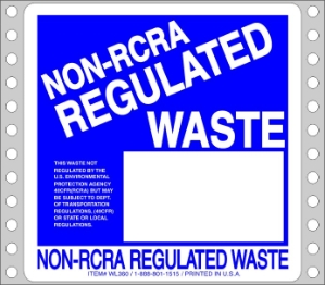 WL360 waste labels, hazardous waste, non regulated waste, universal waste, drum labels, hazardous labels, waste, D.O.T., cfr49