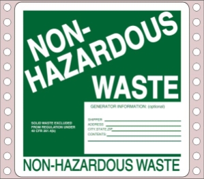 WL505 waste labels, hazardous waste, non regulated waste, universal waste, drum labels, hazardous labels, waste, D.O.T., cfr49