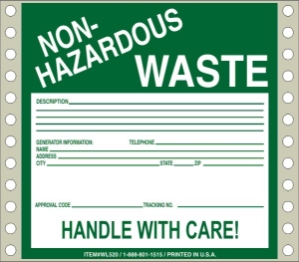 WL520 waste labels, hazardous waste, non regulated waste, universal waste, drum labels, hazardous labels, waste, D.O.T., cfr49