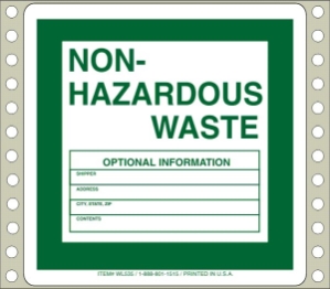 WL535 waste labels, hazardous waste, non regulated waste, universal waste, drum labels, hazardous labels, waste, D.O.T., cfr49