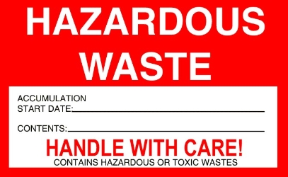 WL64 Hazardous Waste Hazardous waste, waste labels, small drum labels, 6" x 4" labels, drum, tote, d.o.t.