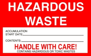 WL64 Hazardous Waste Hazardous waste, waste labels, small drum labels, 6" x 4" labels, drum, tote, d.o.t.
