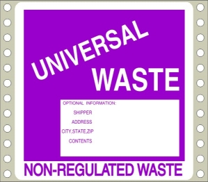 WL705 waste labels, hazardous waste, non regulated waste, universal waste, drum labels, hazardous labels, waste, D.O.T., cfr49