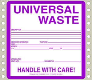 WL745 waste labels, hazardous waste, non regulated waste, universal waste, drum labels, hazardous labels, waste, D.O.T., cfr49